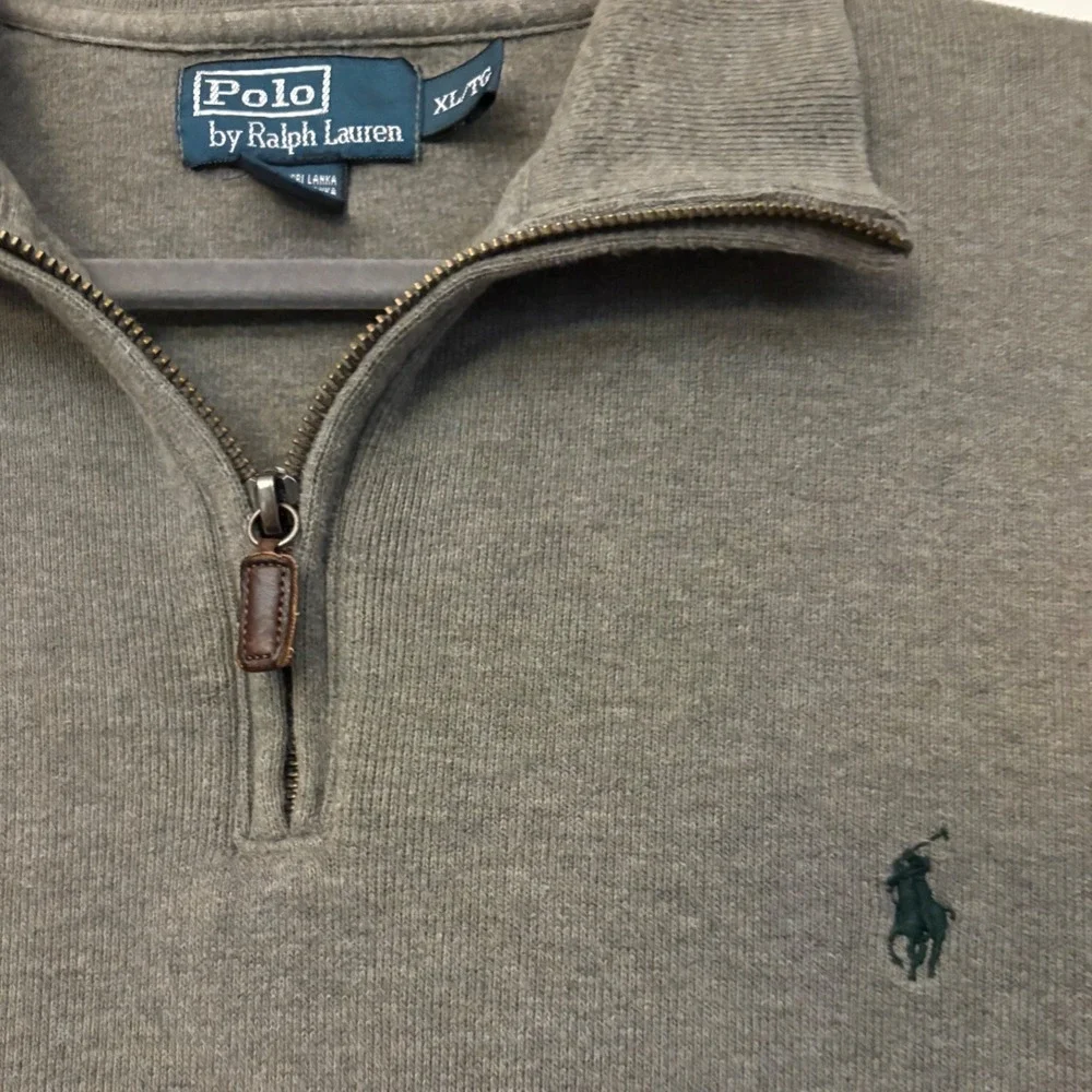 Polo Ralph Lauren Mens XL Quarter Zip Pullover Taupe Brown 100% Cotton Sweater